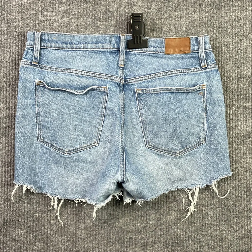 Madwell Slim Boyjean Shorts Womens 31 Blue High Rise Raw Hem Denim Cutoff
